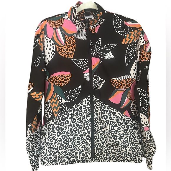 adidas Jackets & Blazers - Adidas x Farm Rio Jungle Floral Zip Up Windbreaker Jacket Small